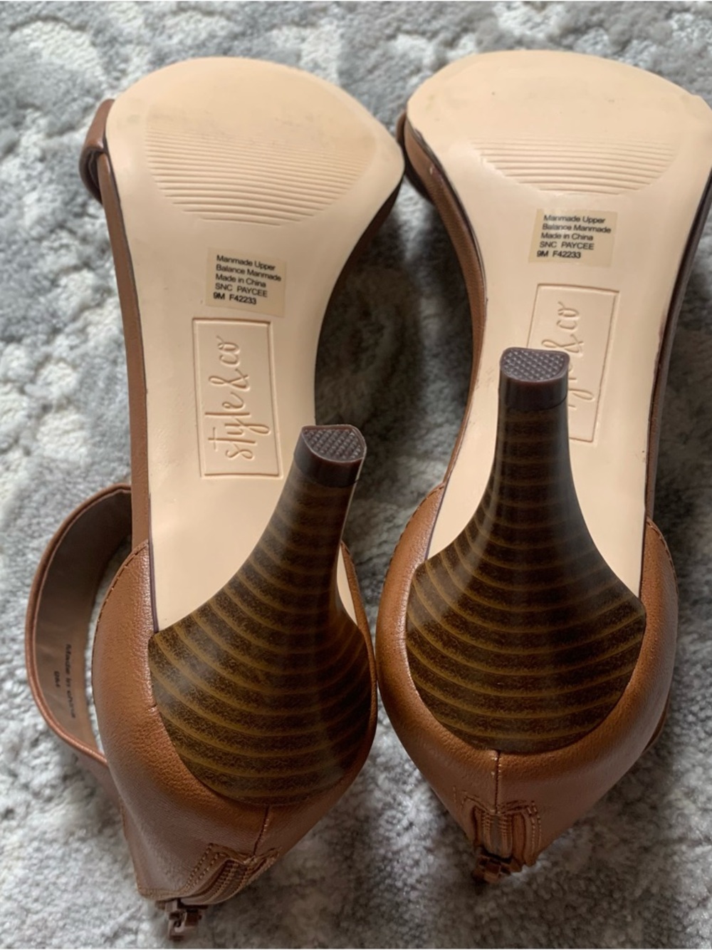 Style & Co. Tan Ankle-Strap zip back 3 inch Sandals - Picture 8 of 9